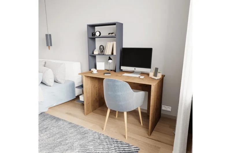 Skrivbord och bokhylla Sorav Ek / antracit - Ek / antracit - Möbler - Hemmakontor - Skrivbord