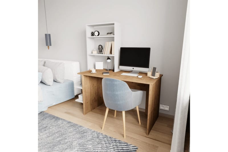Skrivbord och bokhylla Sorav Ek / Vit - Ek / Vit - Möbler - Hemmakontor - Skrivbord
