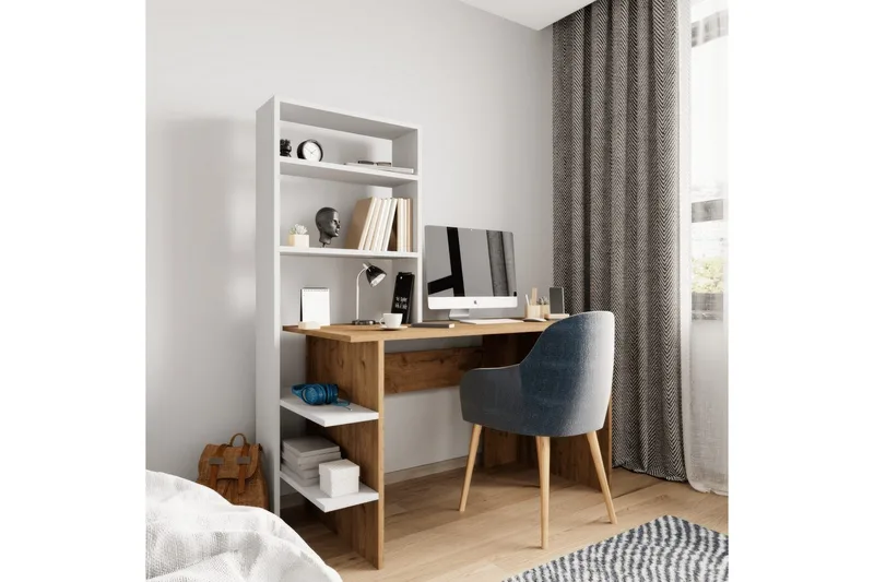 Skrivbord och bokhylla Sorav Ek / Vit, Ek / Vit