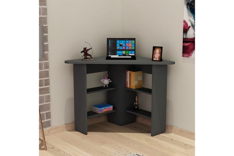 Oderzo Hörnskrivbord 80 cm med Förvaring Hyllor - Antracit - Möbler - Hemmakontor - Skrivbord