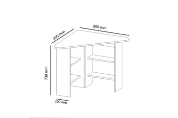 Oderzo Hörnskrivbord 80 cm med Förvaring Hyllor - Antracit - Möbler - Hemmakontor - Skrivbord