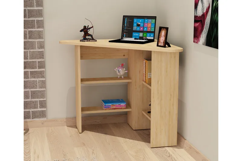 Oderzo Hörnskrivbord 80 cm med Förvaring Hyllor - Natur - Möbler - Hemmakontor - Skrivbord