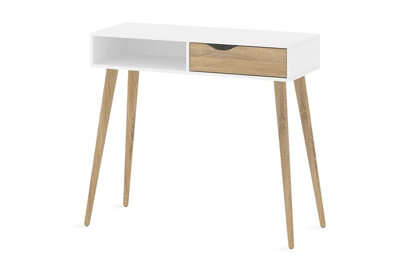 ORINO Skrivbord 103 cm med Förvaring Låda + Hylla Vit/Ekfärg - Skrivbord - Bord