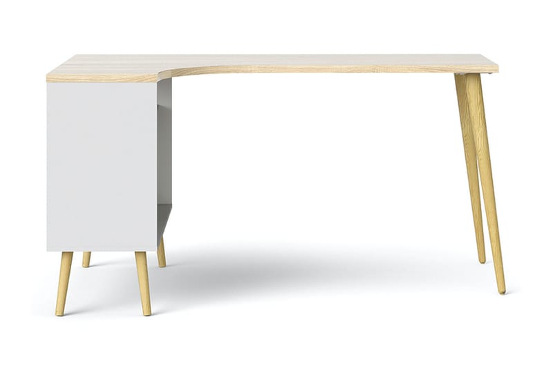 ORINO Skrivbord 145 cm med Förvaring Lådor + Hyllor Vit/Natu - Möbler - Hemmakontor - Skrivbord