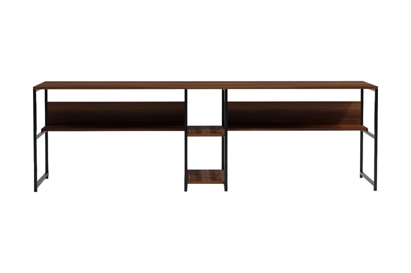 ORMANI Skrivbord 240 cm med Förvaring 2 Hyllor Mörkbrun/Svar - Möbler - Hemmakontor - Skrivbord