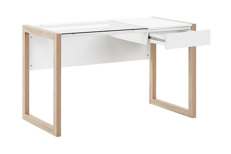 OWASSO Skrivbord 120 cm med Förvaring Låda Vit/Ljust Trä - Möbler - Hemmakontor - Skrivbord