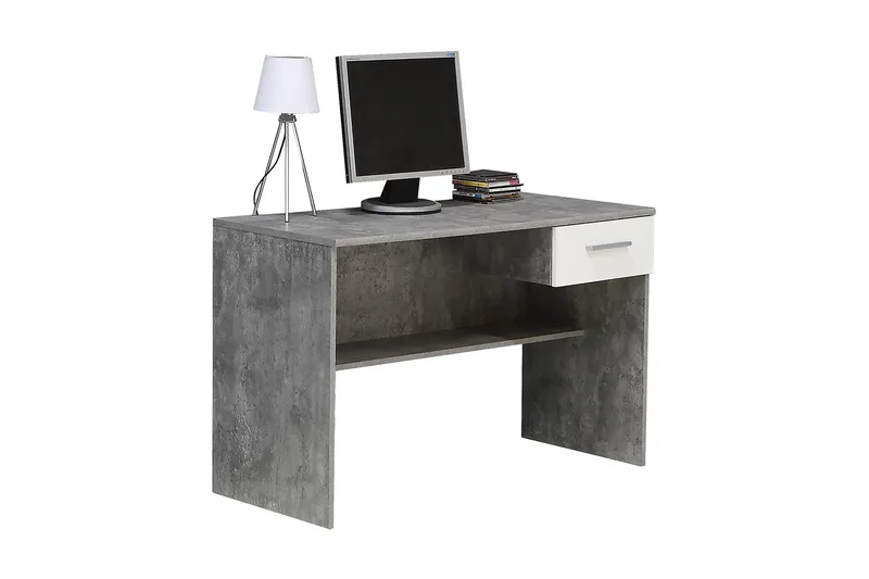 Paesley Skrivbord 110 cm med Förvaring Låda - Grå/Vit - Möbler - Hemmakontor - Skrivbord
