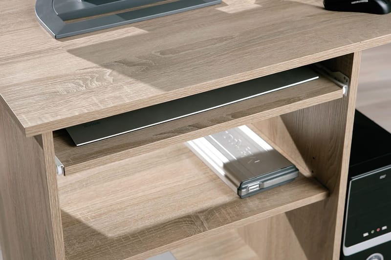 Palatia Datorbord 80 cm med Förvaring Hyllor på Hjul - Ljus Ekfärg - Möbler - Hemmakontor - Skrivbord