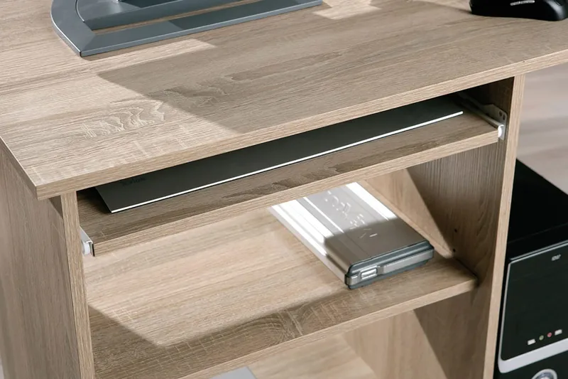 Palatia Datorbord 80 cm med Förvaring Hyllor på Hjul - Ljus Ekfärg - Möbler - Hemmakontor - Skrivbord