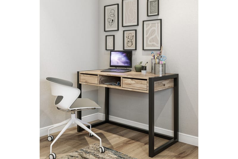 PARAVANO Skrivbord 115 cm m Förvaring Lådor+Hylla Trä/Natur/ - Möbler - Hemmakontor - Skrivbord