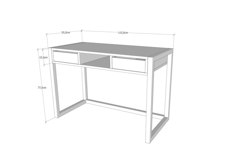 PARAVANO Skrivbord 115 cm m Förvaring Lådor+Hylla Trä/Natur/ - Skrivbord - Bord