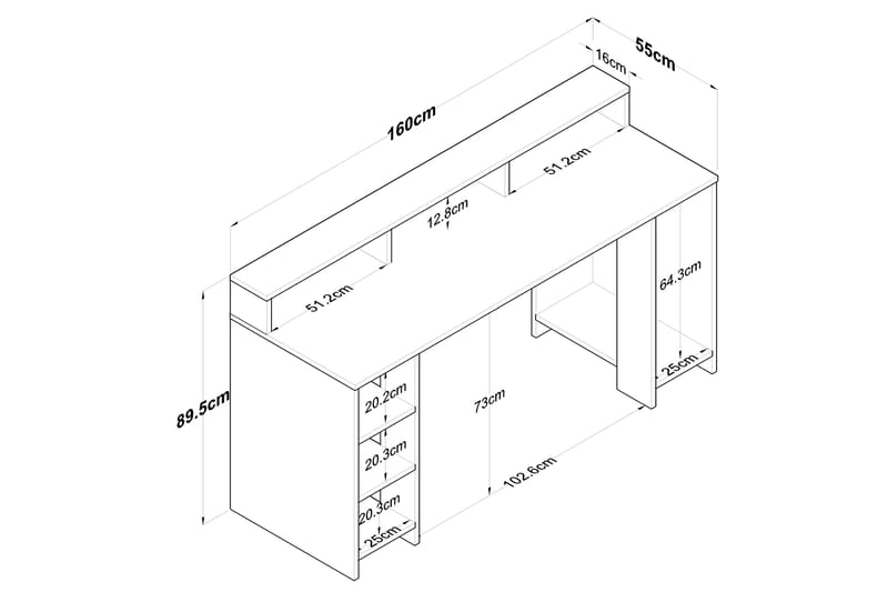 Parsant Skrivbord 160 cm Valnöt/Antracit - Möbler - Hemmakontor - Skrivbord
