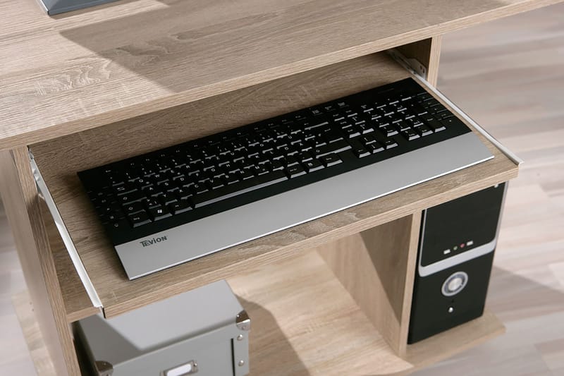 PEPE Datorbord 80 cm med Förvaring Hyllor på Hjul Ljus Ekfär - Skrivbord - Bord
