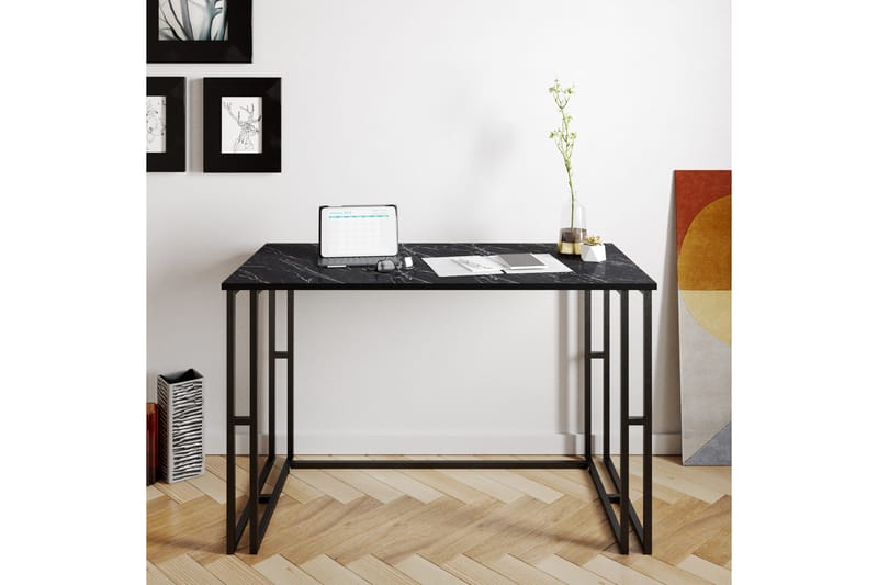 PERSHO Skrivbord 120 cm Marmormönster Svart - Möbler - Hemmakontor - Skrivbord