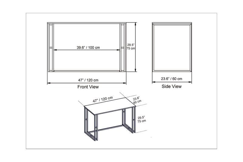 PERSHO Skrivbord 120 cm Marmormönster Vit - Skrivbord - Bord