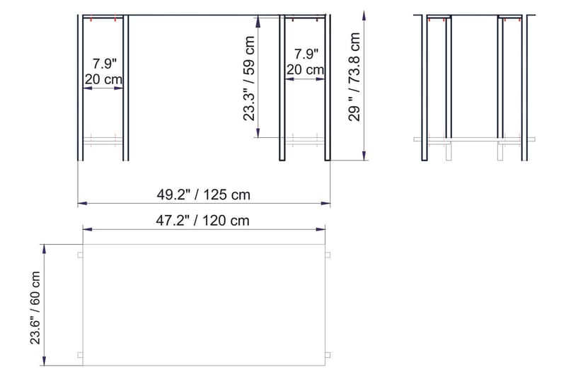 Pinnarp Skrivbord 125 cm med Förvaring 2 Hyllor Marmormönste - Grå - Möbler - Hemmakontor - Skrivbord