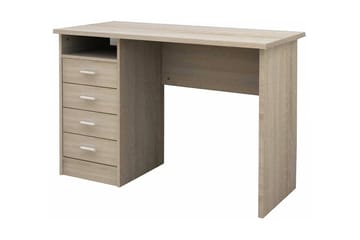 PINZOLO Skrivbord 110 cm med Förvaring Lådor + Hylla Ekfärg
