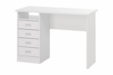 PINZOLO Skrivbord 110 cm med Förvaring Lådor + Hylla Vit