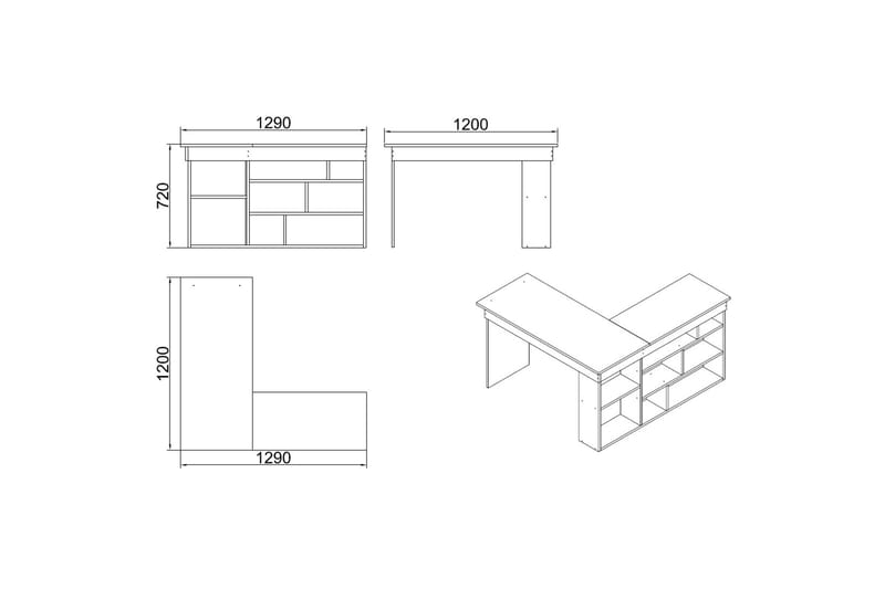 PORTAR Skrivbord 129 cm Natur/Vit - Skrivbord - Bord