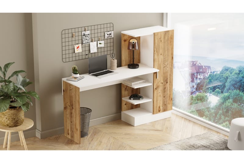 PORTAR Skrivbord 152 cm Natur/Vit - Natur/Vit - Möbler - Hemmakontor - Skrivbord