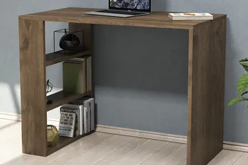 Puqa Design Skrivbord 90 cm med Förvaring Hyllor - Valnötsbrun - Möbler - Hemmakontor - Skrivbord