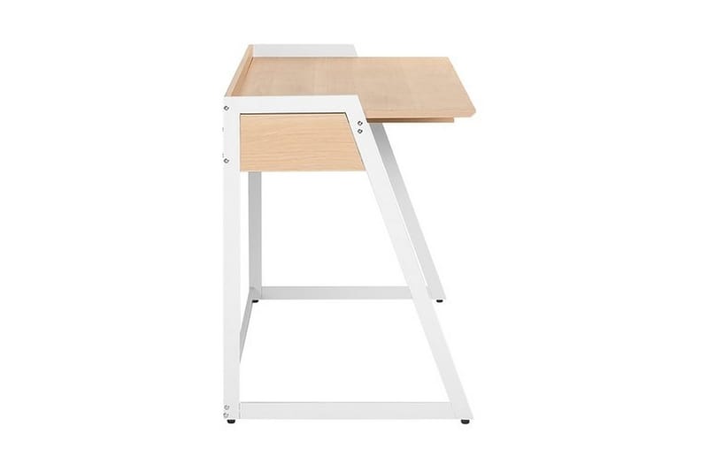 QUITO Skrivbord 120 cm med Förvaring Låda Vit/Ljusbrun - Skrivbord - Bord