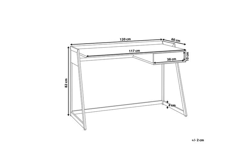 QUITO Skrivbord 120 cm med Förvaring Låda Vit/Ljusbrun - Skrivbord - Bord
