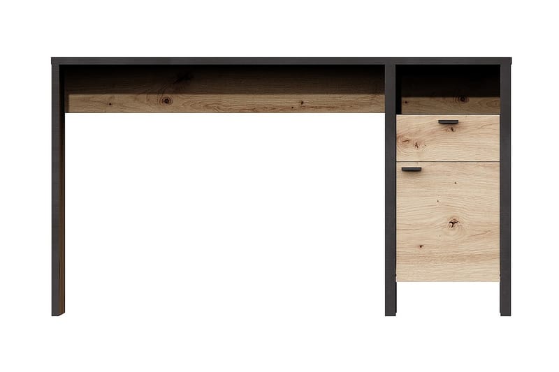 RABBAT Skrivbord 135 cm med Förvaring Låda + Skåp Brun/Svart - Skrivbord - Bord