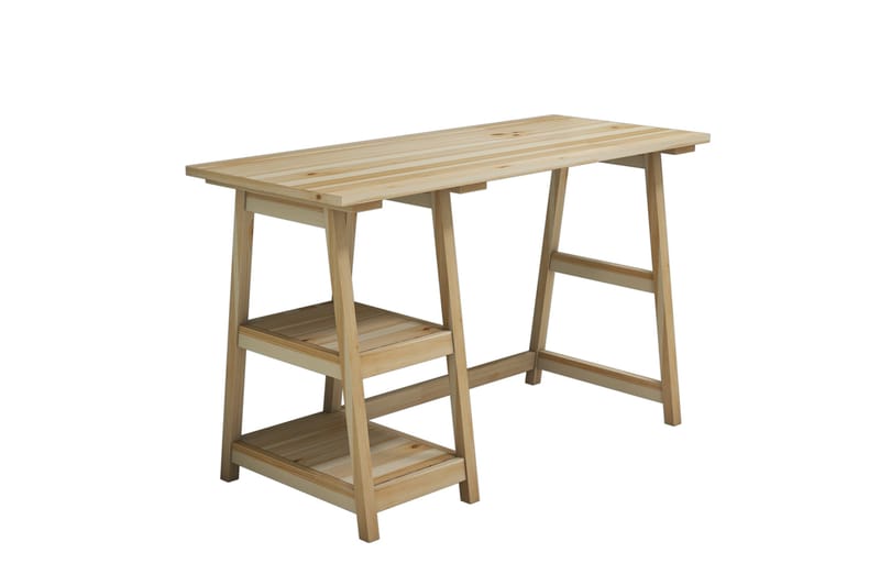 REFUGIA Skrivbord 120 cm med Förvaring 2 Hyllor Ljus Trä - Ljus Trä - Möbler - Hemmakontor - Skrivbord