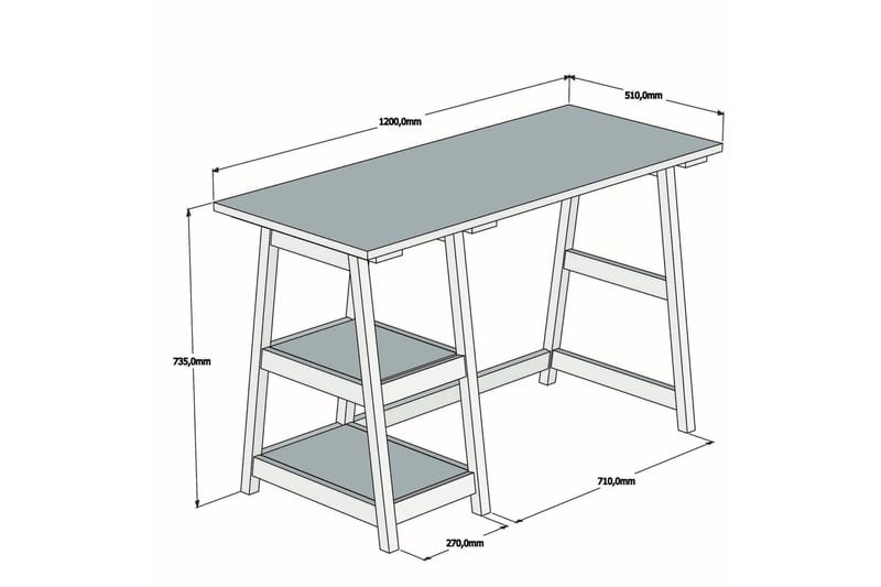 REFUGIA Skrivbord 120 cm med Förvaring 2 Hyllor Ljus Trä - Ljus Trä - Möbler - Hemmakontor - Skrivbord