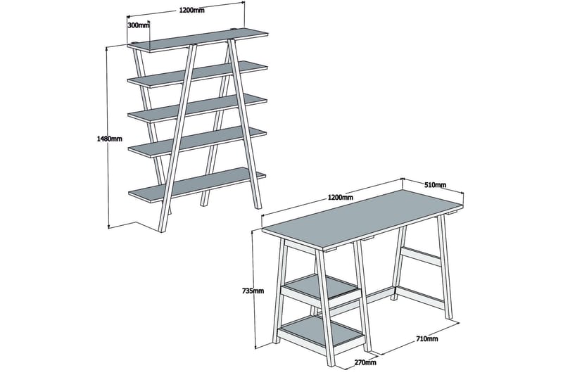 REFUGIA Skrivbord 120 cm med Förvaring Hyllor Ljus Trä - Brun - Möbler - Hemmakontor - Skrivbord
