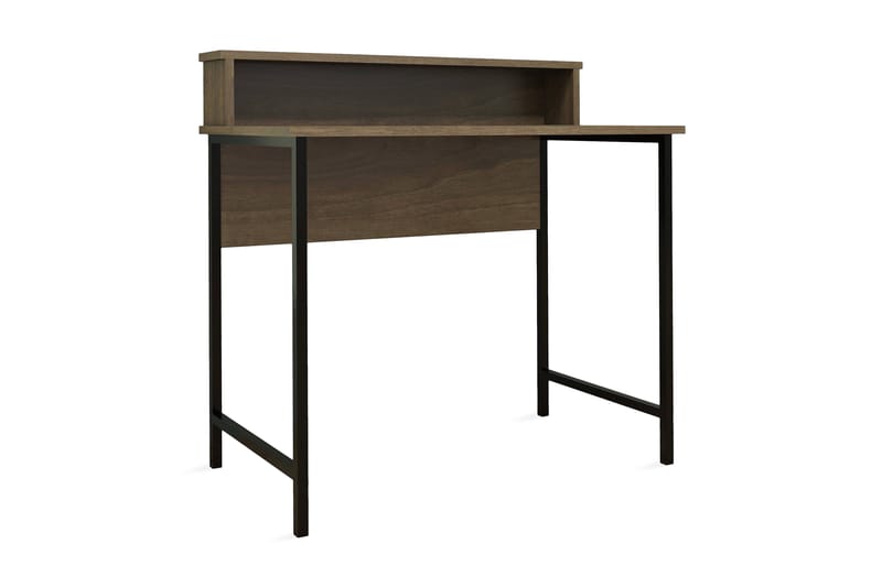 REFUGIA Skrivbord 90 cm med Förvaring Hylla Valnötsbrun/Svar - Valnöt/Svart - Möbler - Hemmakontor - Skrivbord
