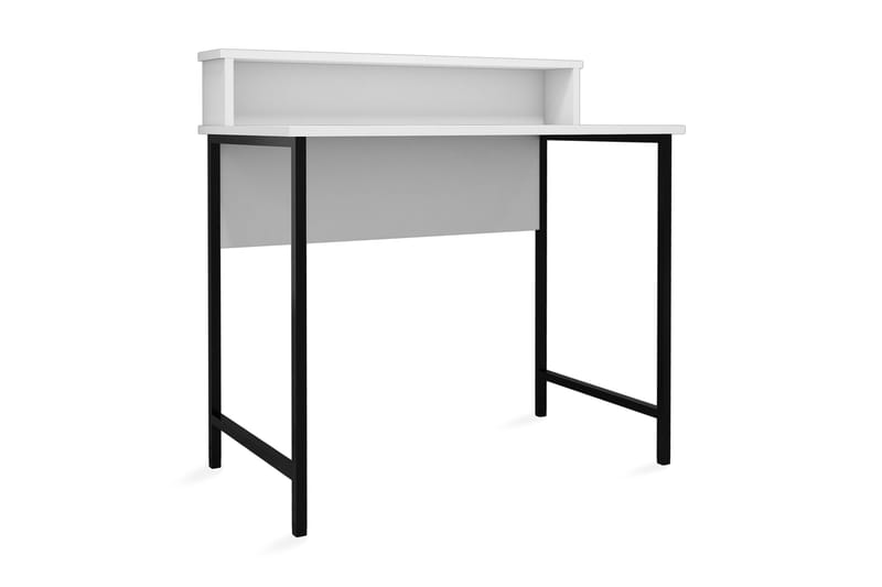 REFUGIA Skrivbord 90 cm med Förvaring Hylla Vit/Svart - Vit/Svart - Skrivbord - Bord