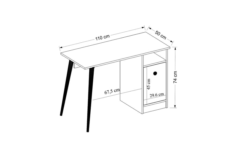 RIJNSA Skrivbord 110 cm Vit/Antracit - Skrivbord - Bord