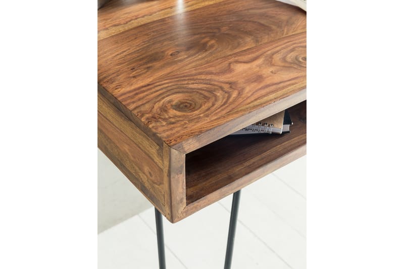 RIVITUSO Skrivbord 110 cm med Förvaring Hylla Massivt Trä/Sv - Möbler - Hemmakontor - Skrivbord