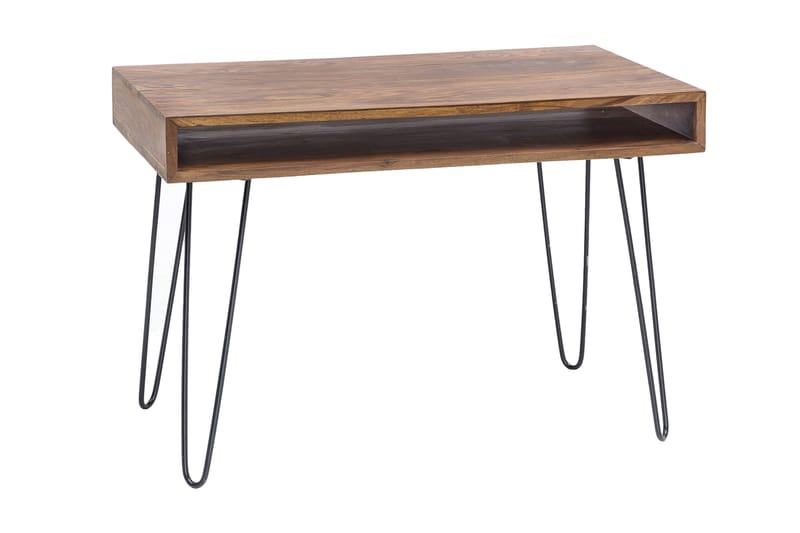 RIVITUSO Skrivbord 110 cm med Förvaring Hylla Massivt Trä/Sv - Möbler - Hemmakontor - Skrivbord