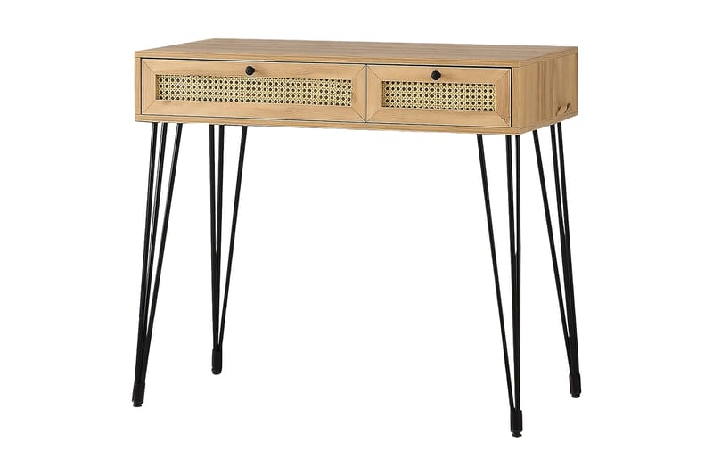 ROLAVA Skrivbord 105 cm med Förvaring 2 Lådor Natur/Svart - Möbler - Hemmakontor - Skrivbord