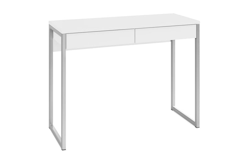 ROSKILDE Skrivbord 102 cm med Förvaring 2 Lådor Vit/Krom - Möbler - Hemmakontor - Skrivbord
