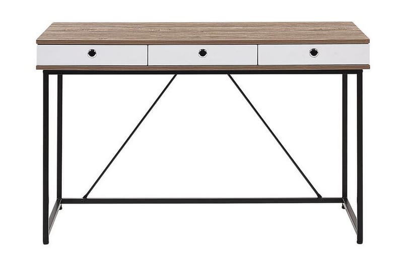 ROTHEY Skrivbord 120 cm med Förvaring 3 Lådor Ljusbrun/Vit/S - Möbler - Hemmakontor - Skrivbord
