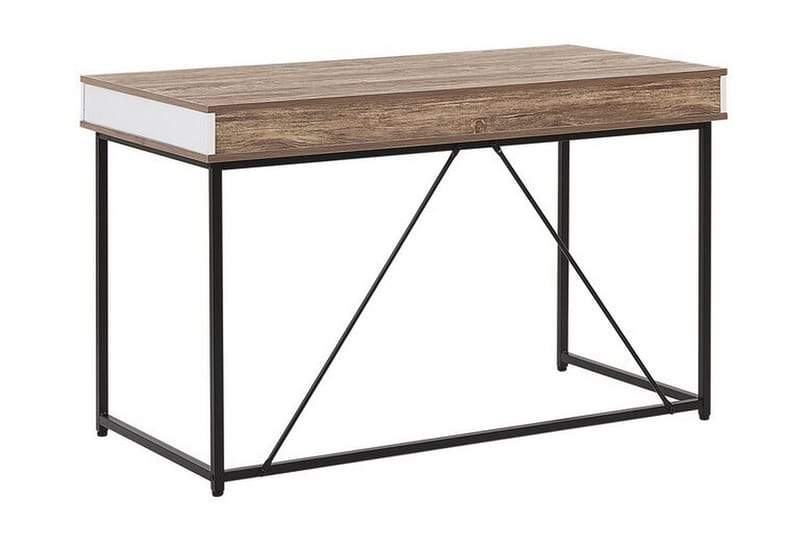 ROTHEY Skrivbord 120 cm med Förvaring 3 Lådor Ljusbrun/Vit/S - Möbler - Hemmakontor - Skrivbord
