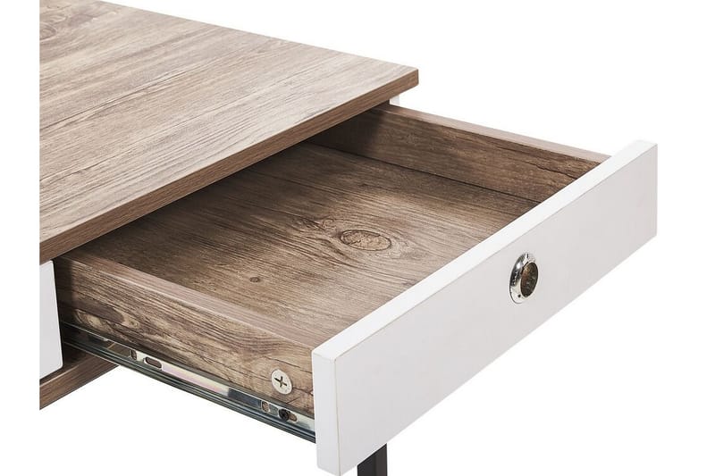 ROTHEY Skrivbord 120 cm med Förvaring 3 Lådor Ljusbrun/Vit/S - Möbler - Hemmakontor - Skrivbord