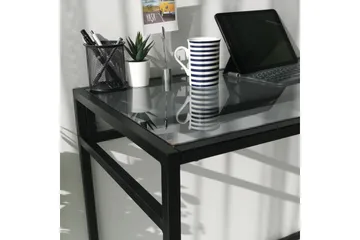 Sabani Skrivbord 100 cm - Glas/Rökfärgad/Svart - Möbler - Hemmakontor - Skrivbord