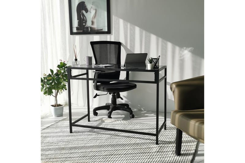 Sabani Skrivbord 100 cm - Glas/Rökfärgad/Svart - Möbler - Hemmakontor - Skrivbord