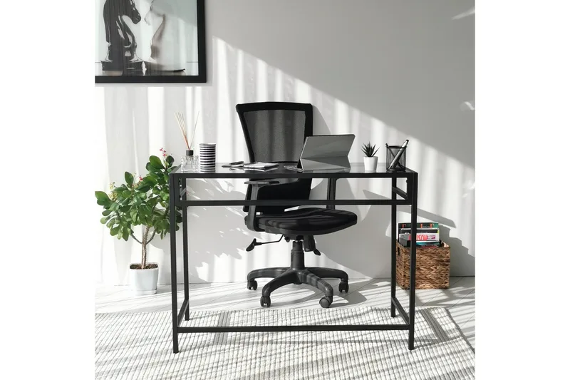 Sabani Skrivbord 100 cm - Glas/Rökfärgad/Svart - Möbler - Hemmakontor - Skrivbord