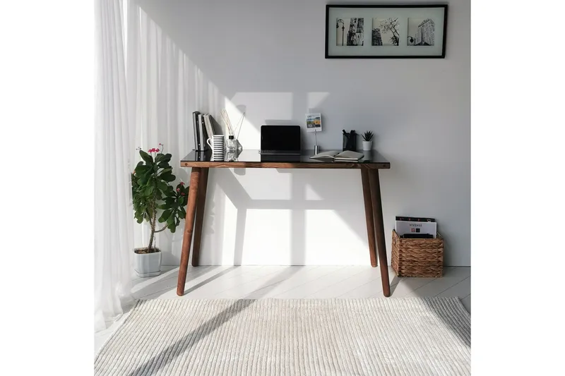 Sabani Skrivbord 110 cm - Glas/Valnötsbrun - Möbler - Hemmakontor - Skrivbord