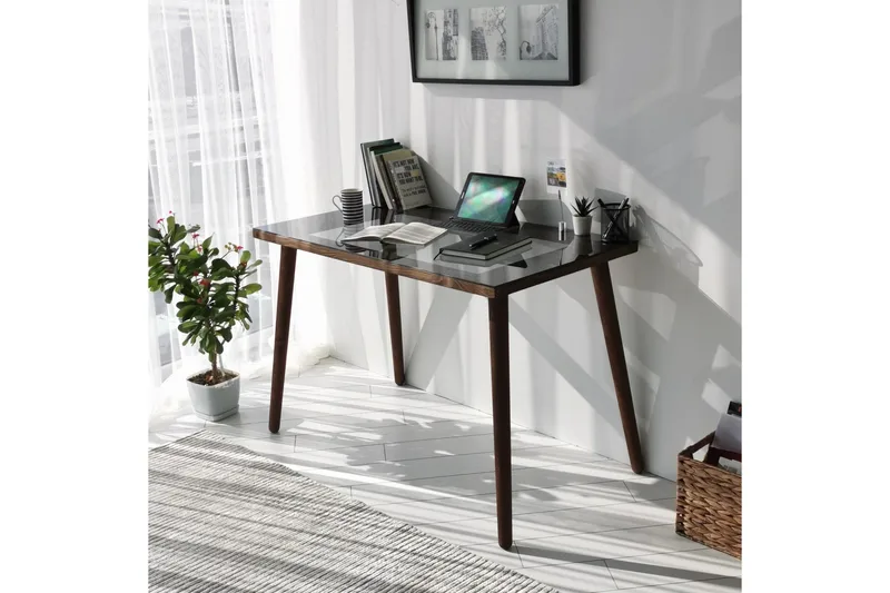 Sabani Skrivbord 110 cm - Glas/Valnötsbrun - Möbler - Hemmakontor - Skrivbord