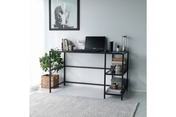 Sabani Skrivbord 130 cm med Förvaring 2 Hyllor - Glas/Rökfärgad/Svart - Möbler - Hemmakontor - Skrivbord
