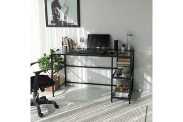 Sabani Skrivbord 130 cm med Förvaring 2 Hyllor - Glas/Rökfärgad/Svart - Möbler - Hemmakontor - Skrivbord