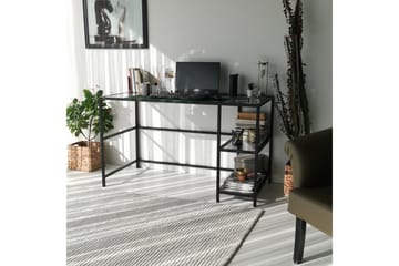 Sabani Skrivbord 130 cm med Förvaring 2 Hyllor - Glas/Rökfärgad/Svart - Möbler - Hemmakontor - Skrivbord