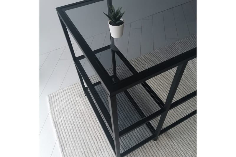 Sabani Skrivbord 130 cm med Förvaring 2 Hyllor - Glas/Rökfärgad/Svart - Möbler - Hemmakontor - Skrivbord
